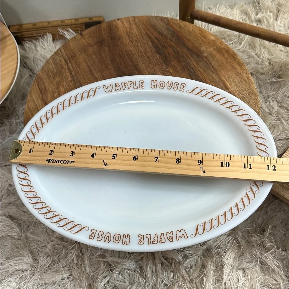 Pyrex Waffle House Vintage Milk Glass Oval Retro Plate *As Is Damaged